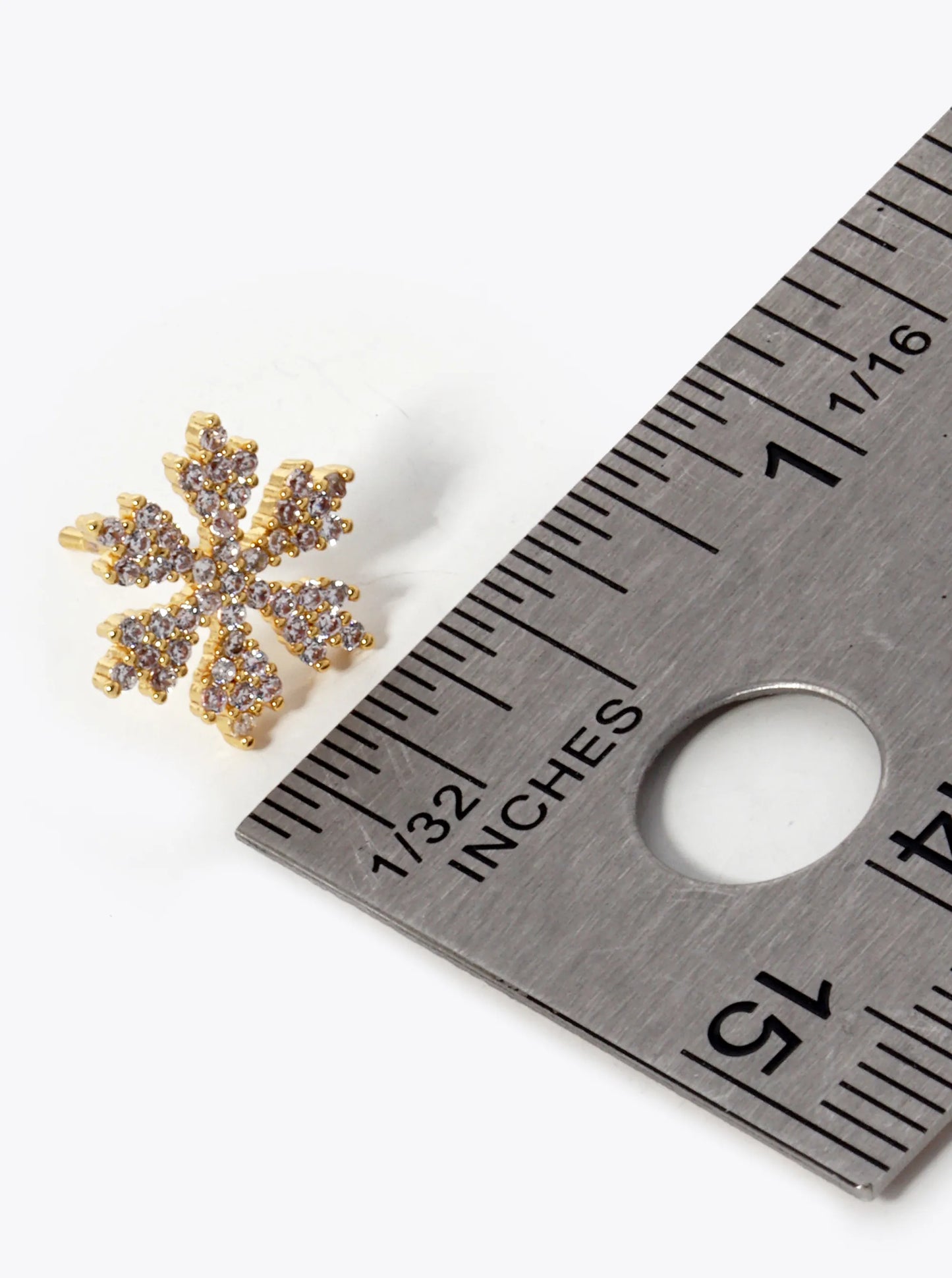 18k Gold Dipped CZ Pave Snowflake Stud Earrings