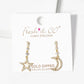 18k Gold Dipped CZ Pave Star And Moon Drop Dangle Post Earrings