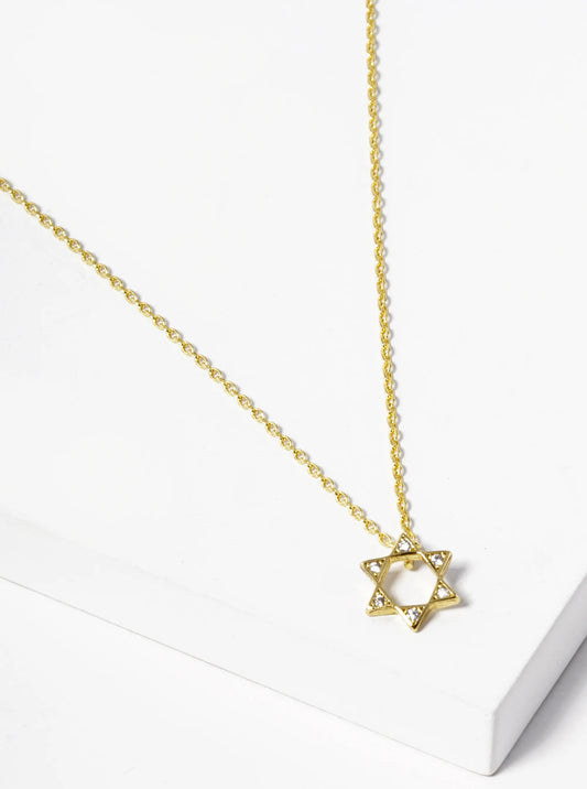 18k Gold Dipped CZ Pave Star Of David Pendant Necklace