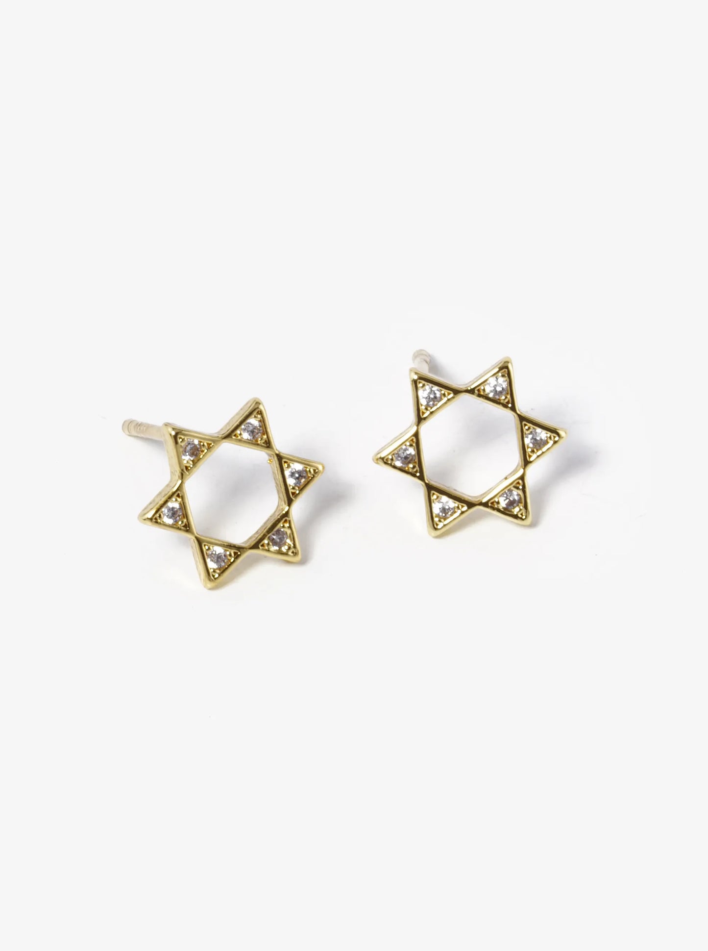 White Gold Dipped CZ Pave Star Of David Stud Earrings