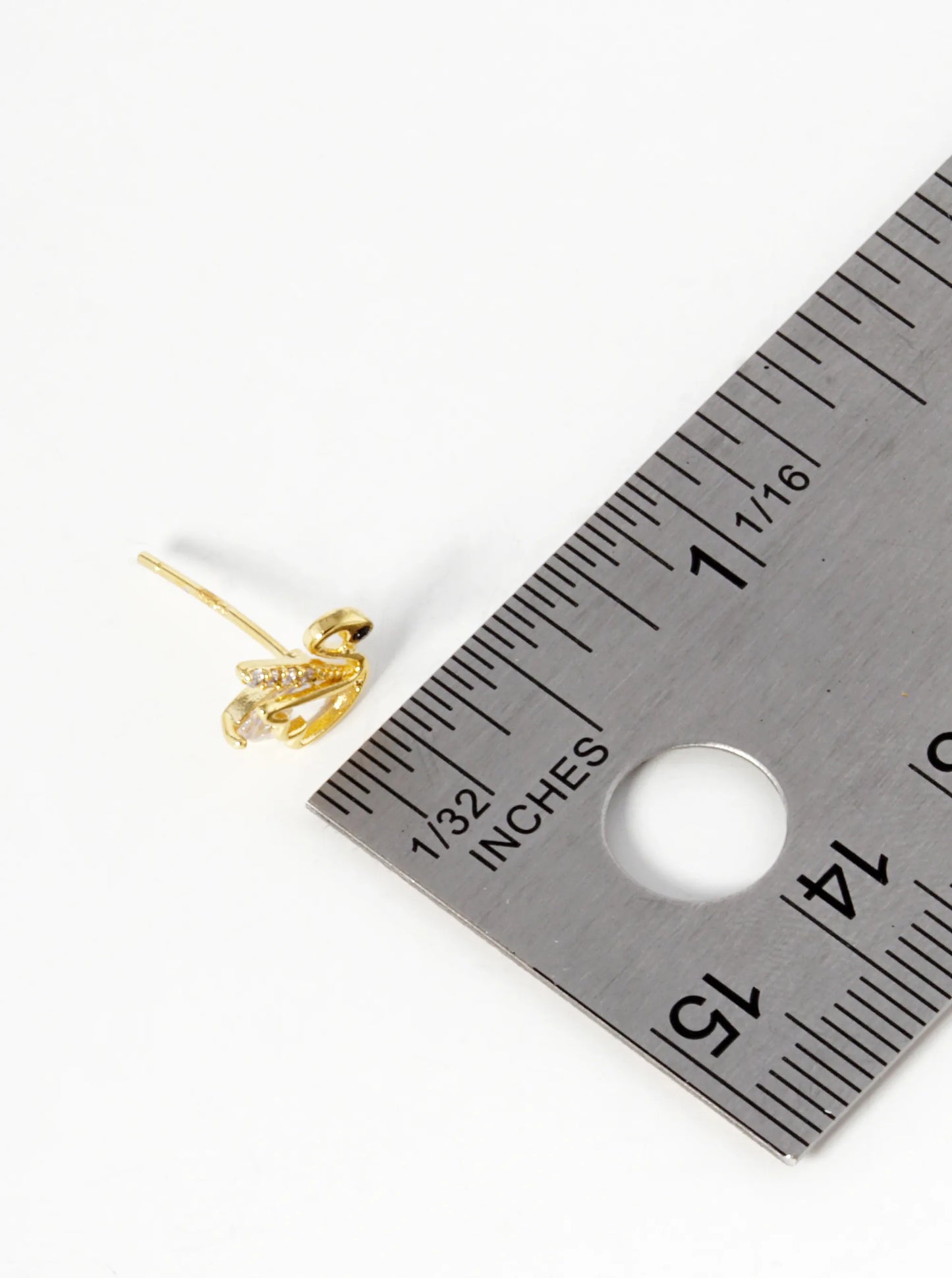 18k Gold Dipped CZ Pave Swan Stud Earrings