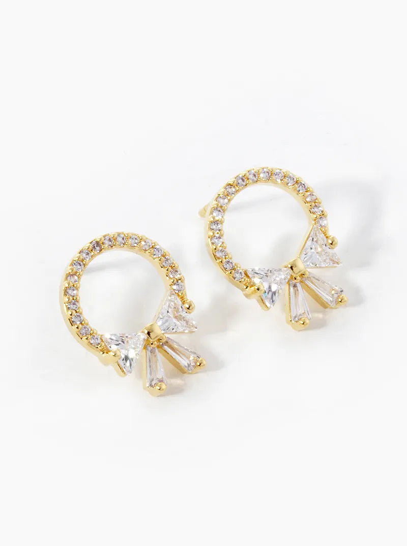 18k Gold Dipped CZ Pave Wreath Stud Earrings