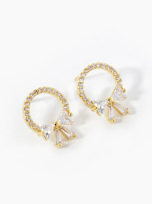 18k Gold Dipped CZ Pave Wreath Stud Earrings