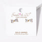 18k Gold Dipped CZ Ribbon Bow Stud Earrings
