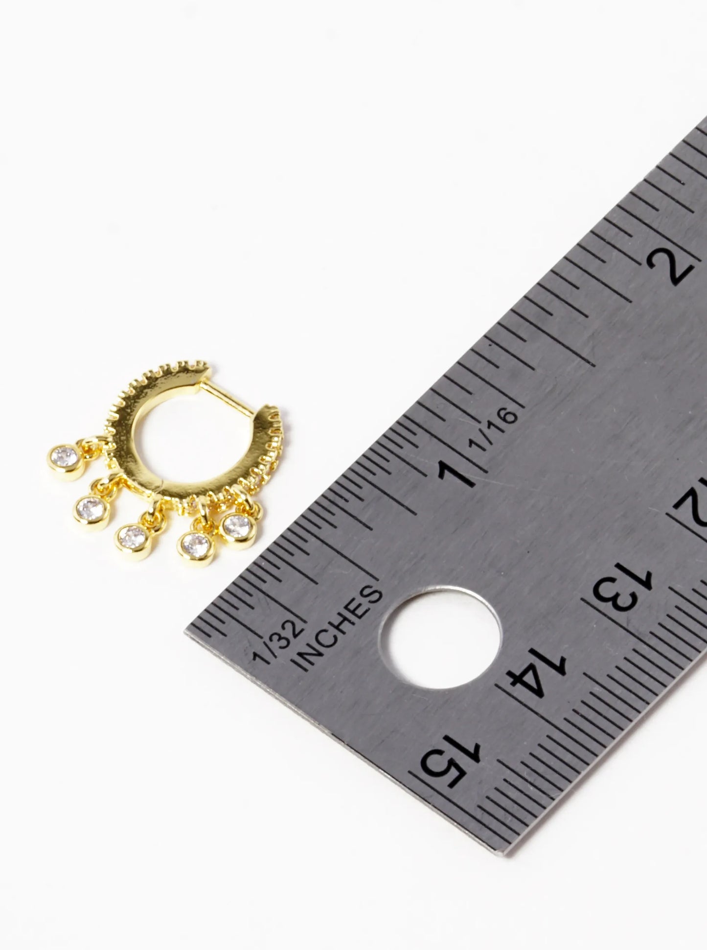 18k Gold Dipped CZ Stone Drop 12mm Huggie Hoop Earrings