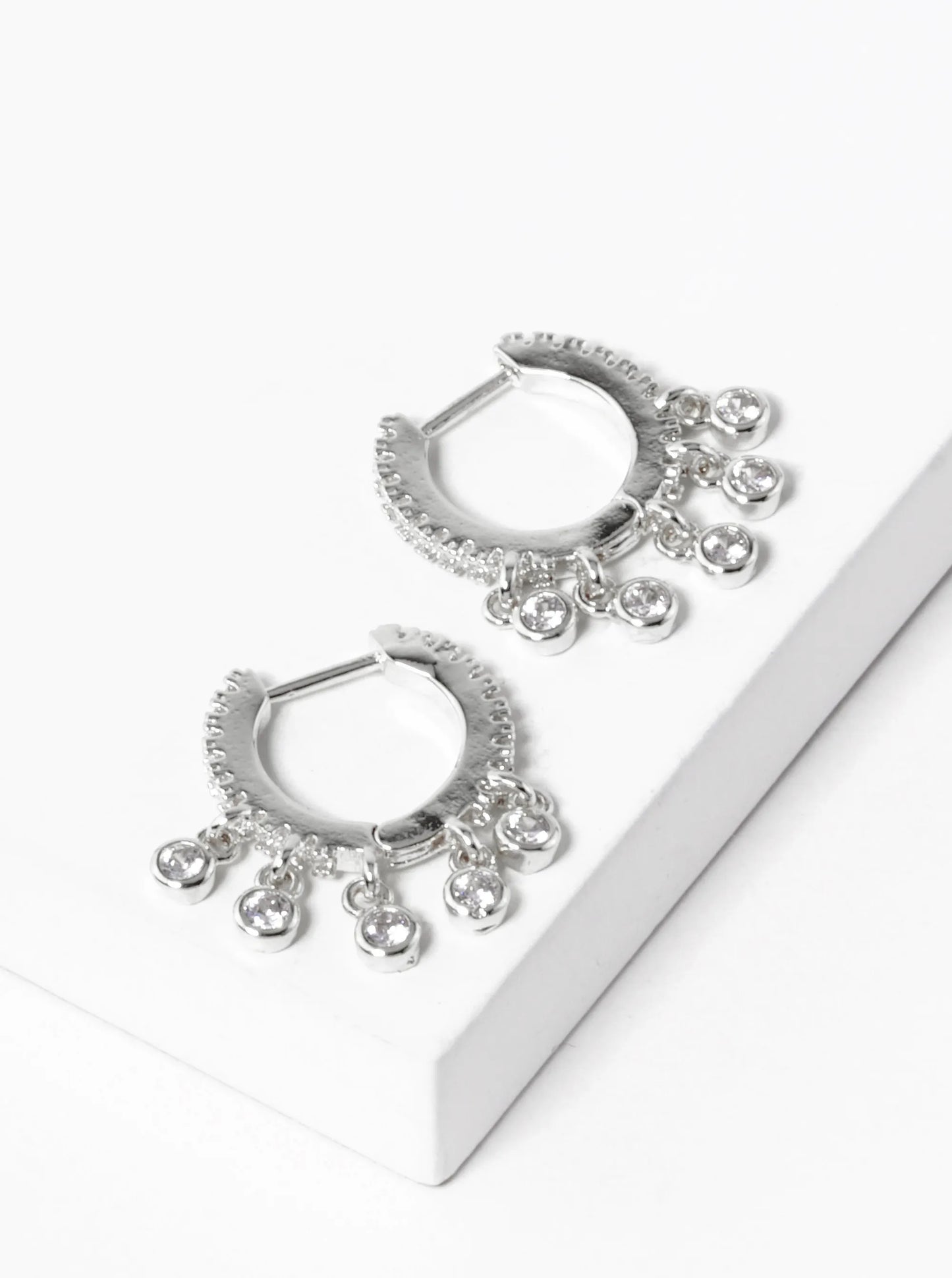 18k Gold Dipped CZ Stone Drop 12mm Huggie Hoop Earrings