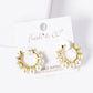 18k Gold Dipped CZ Stone Pearl Beaded 15mm Hoop Earrings