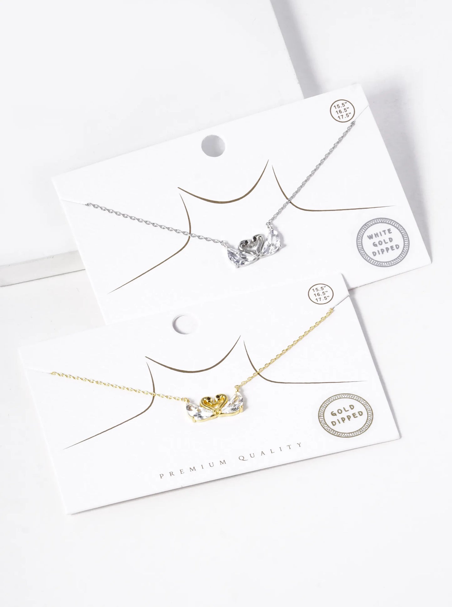 18k Gold Dipped Cubic Zirconia Swan Couple Pendant Necklace