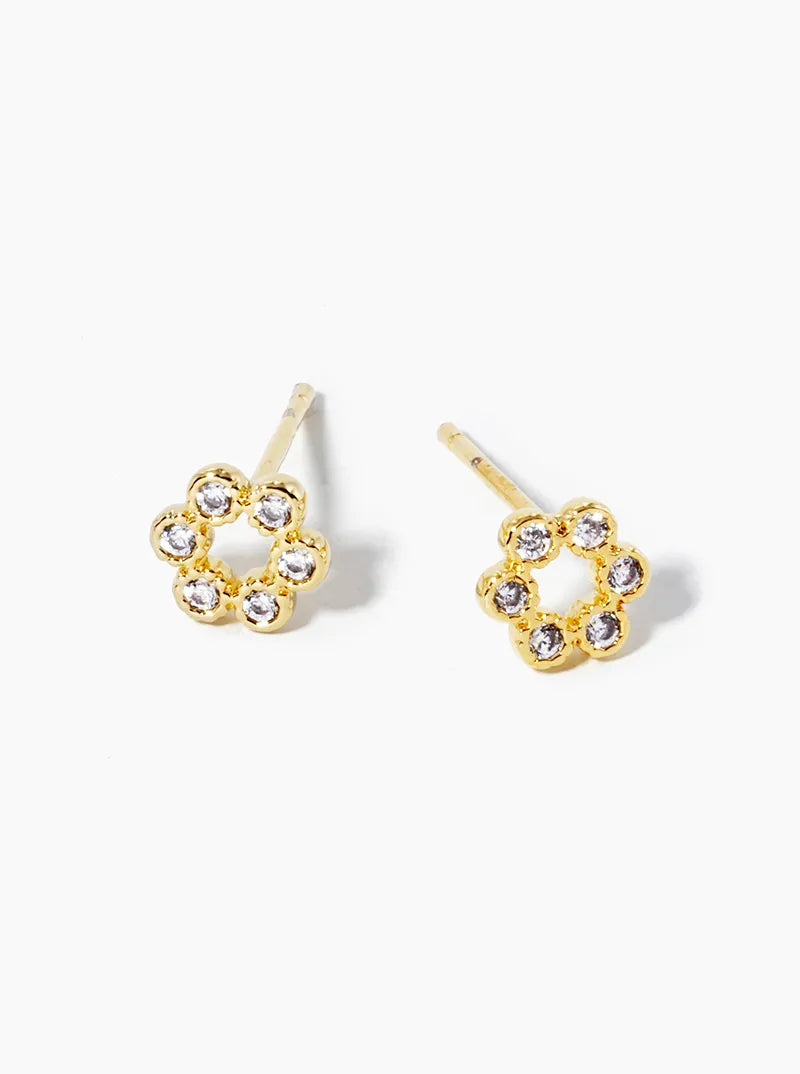 18k Gold Dipped Dainty 6 CZ Stones Post Stud Earrings