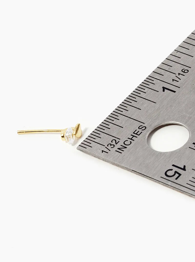 18k Gold Dipped Dainty CZ Stone Heart Stud Earrings