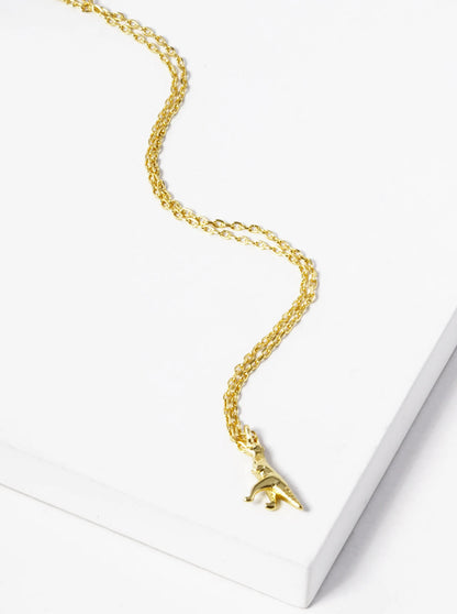 18k Gold Dipped Dainty Dinosaur Pendant Necklace