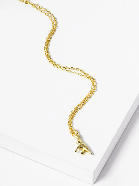 18k Gold Dipped Dainty Dinosaur Pendant Necklace