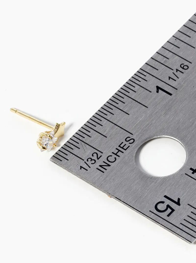 18k Gold Dipped Delicate CZ Double Stars Post Stud Earrings