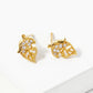 White Gold Dipped Delicate CZ Pave Leaf Stud Earrings