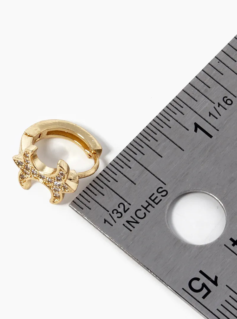 18k Gold Dipped Designer Inspired CZ Pave Huggie Hoop Earrings