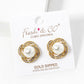 18k Gold Dipped Designer Inspired CZ Pave Pearl Flower Stud Earrings