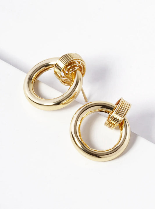 18k Gold Dipped Door Knocker Stud Earrings