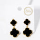 18k Gold Dipped Double Quatrefoil Drop 925 Sterling Silver Post Earrings