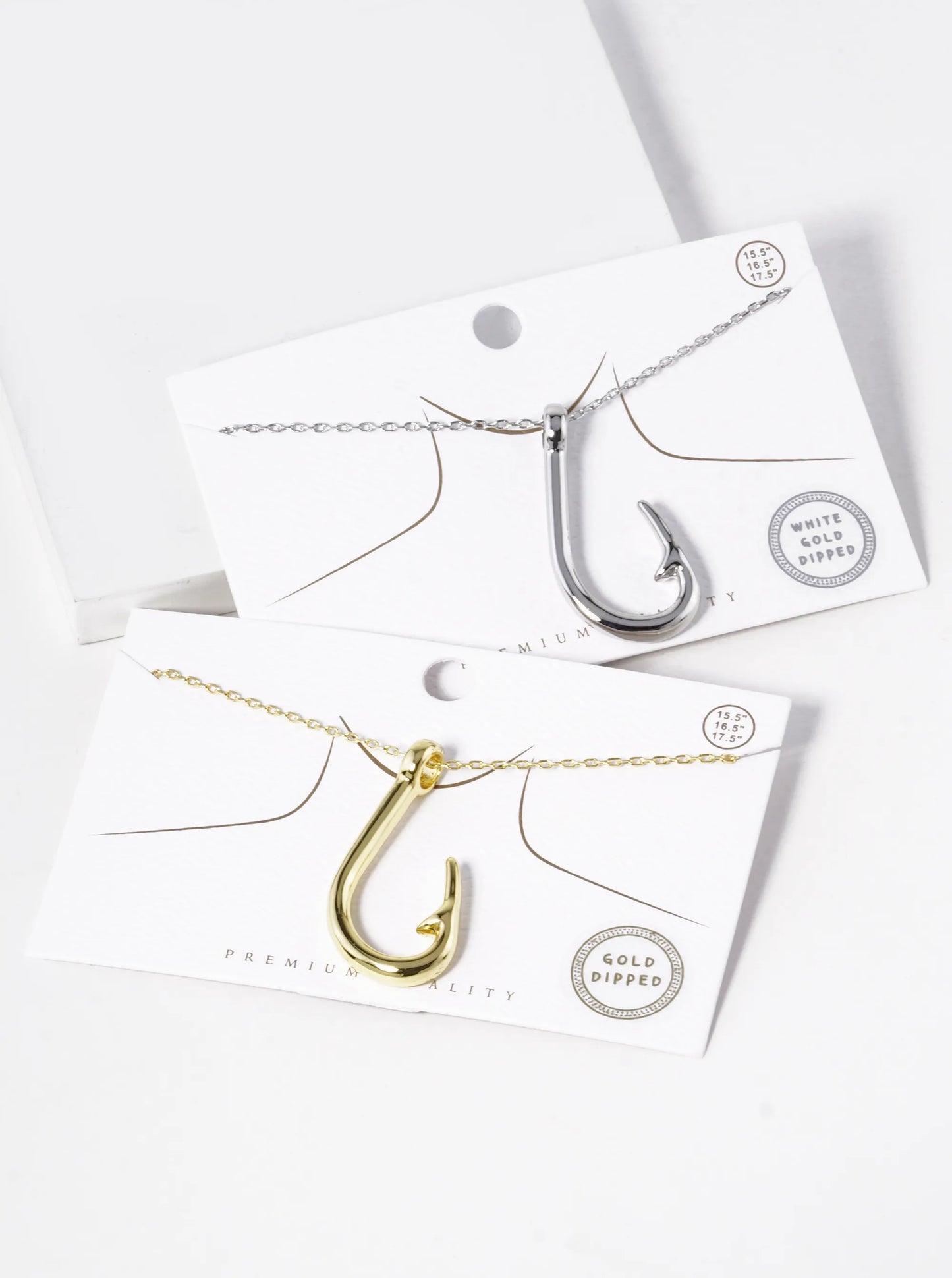 18k Gold Dipped Fishing Hook Pendant Necklace