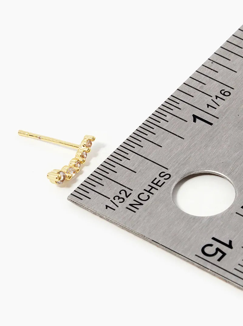 18k Gold Dipped Graduated Five CZ Stones Stud Earrings
