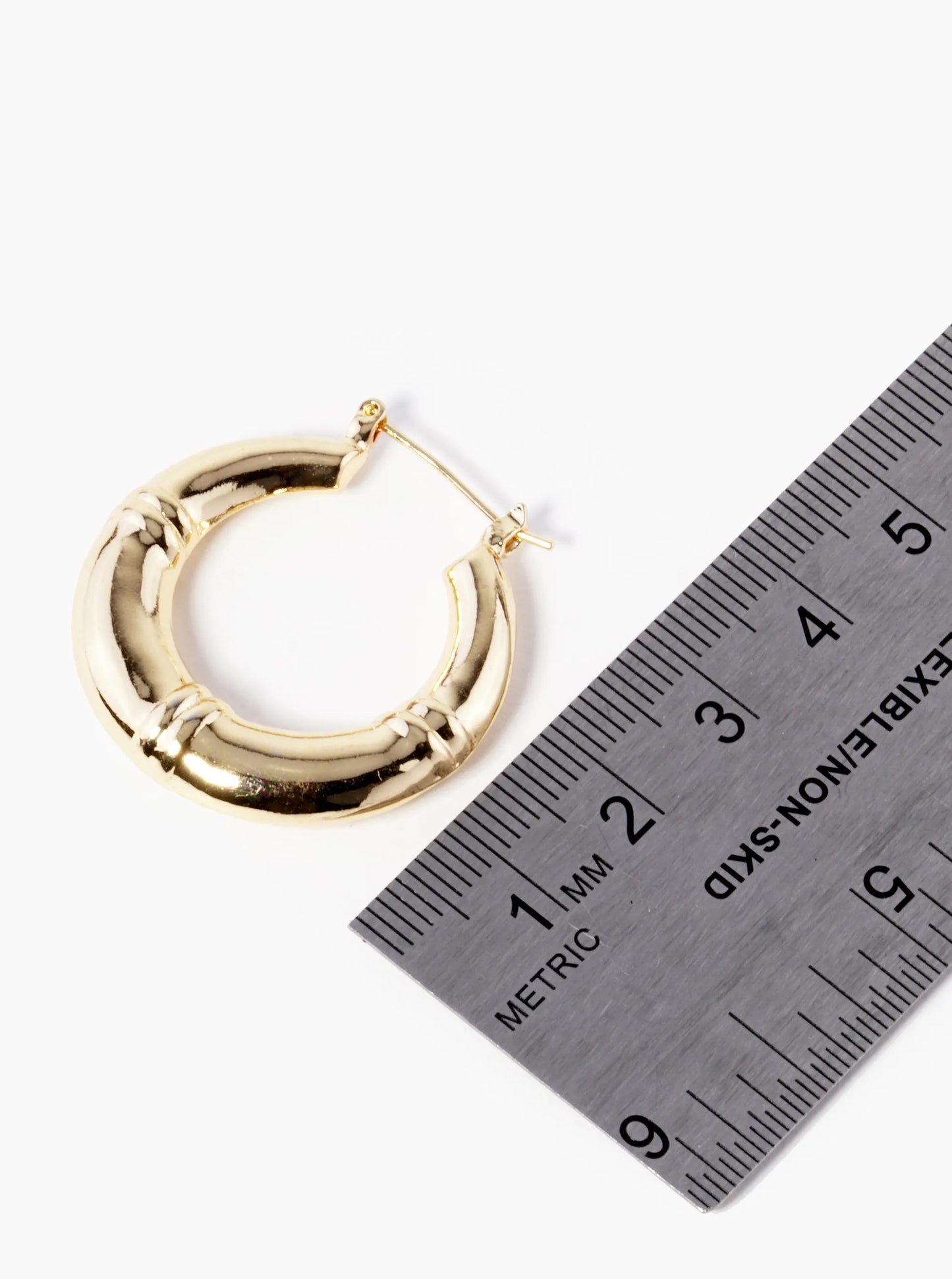 18k Gold Dipped Hollow 30mm Bold Latch Back Hoop Earrings