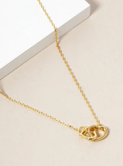 18k Gold Dipped Interlocking Heart Pendant Necklace