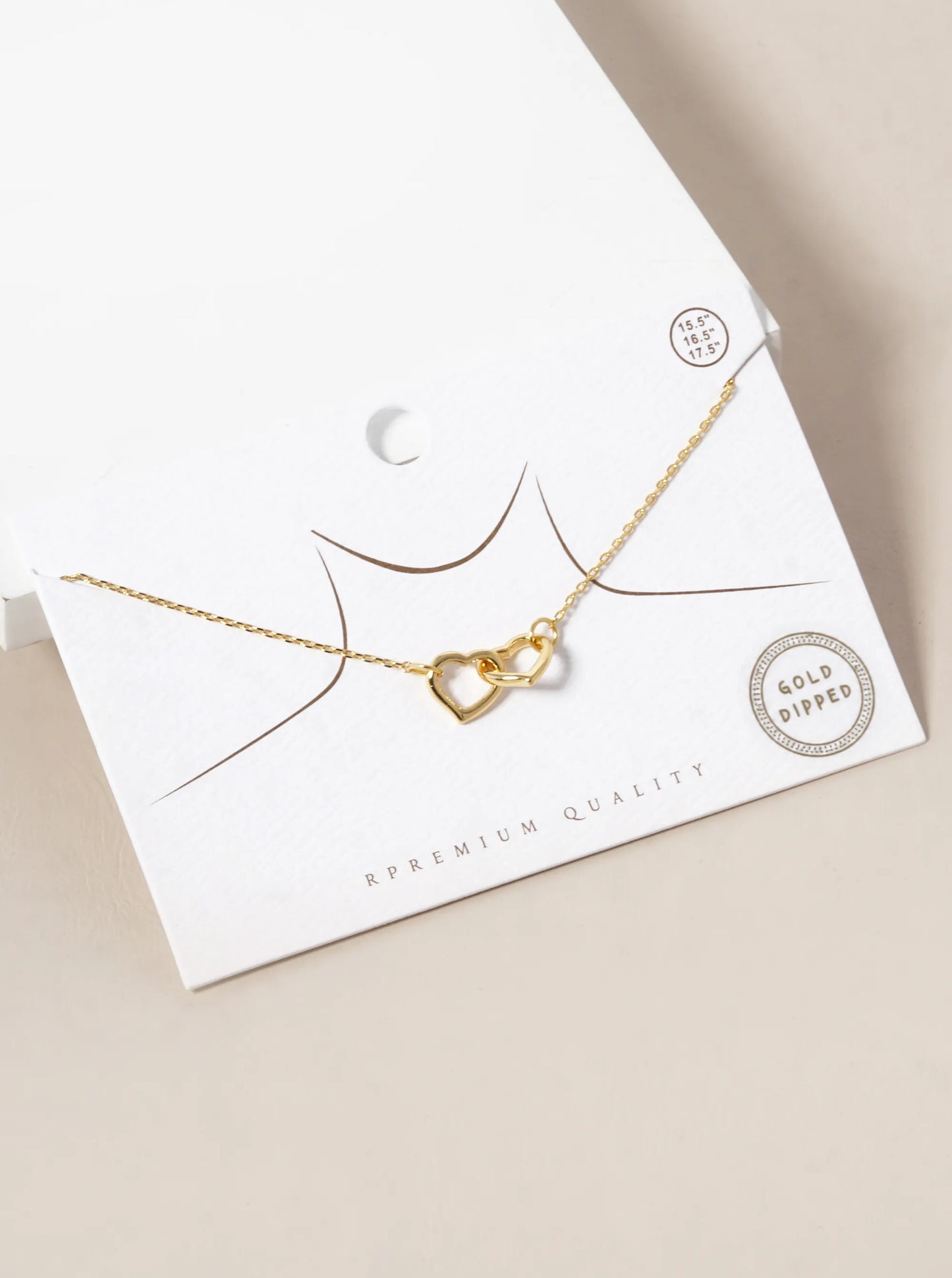 18k Gold Dipped Interlocking Heart Pendant Necklace