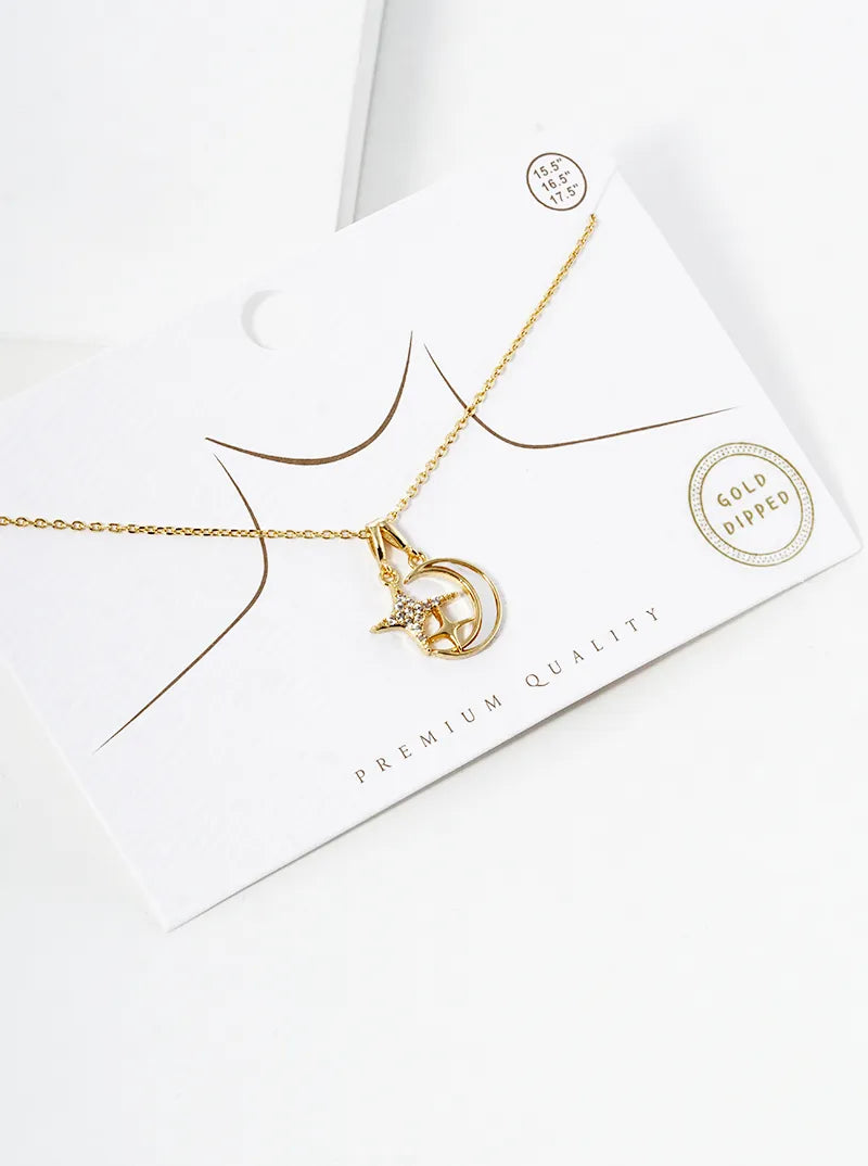 18k Gold Dipped MOP Crescent Moon Pendant Necklace