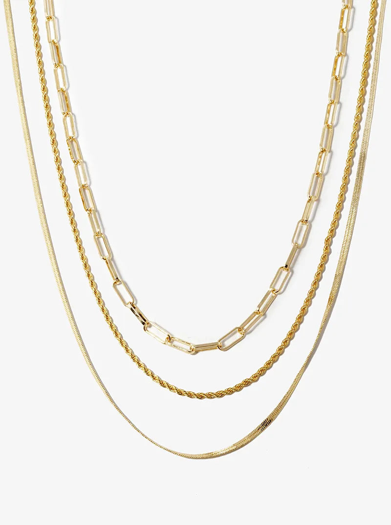 18k Gold Dipped Multi Chain Layered Necklace