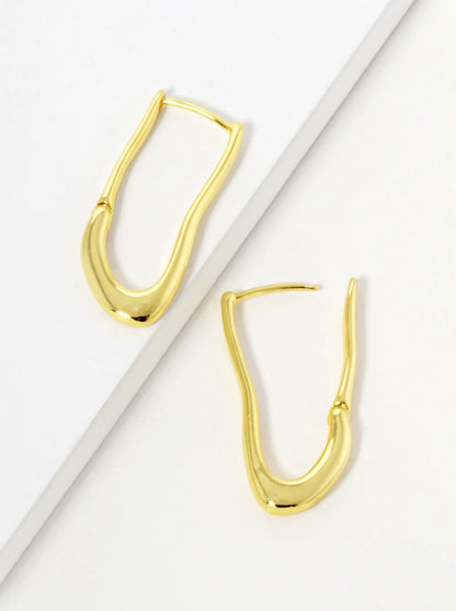 18k Gold Dipped Organic Shape 28mm Hoop Earrings