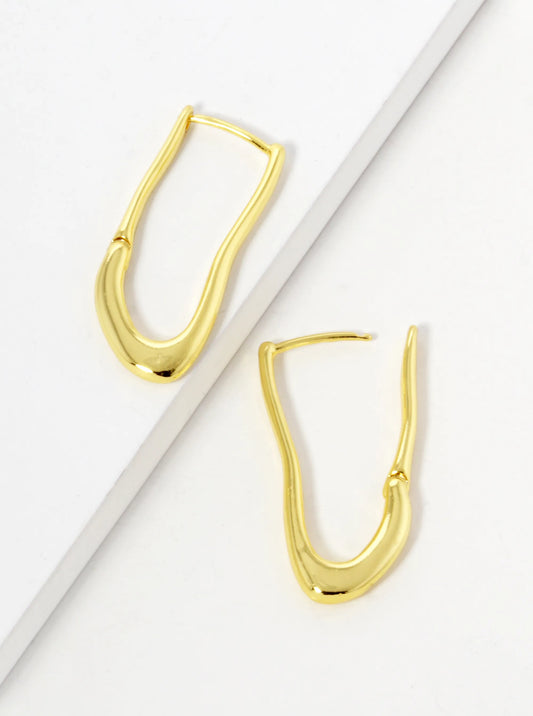 18k Gold Dipped Organic Shape 28mm Hoop Earrings