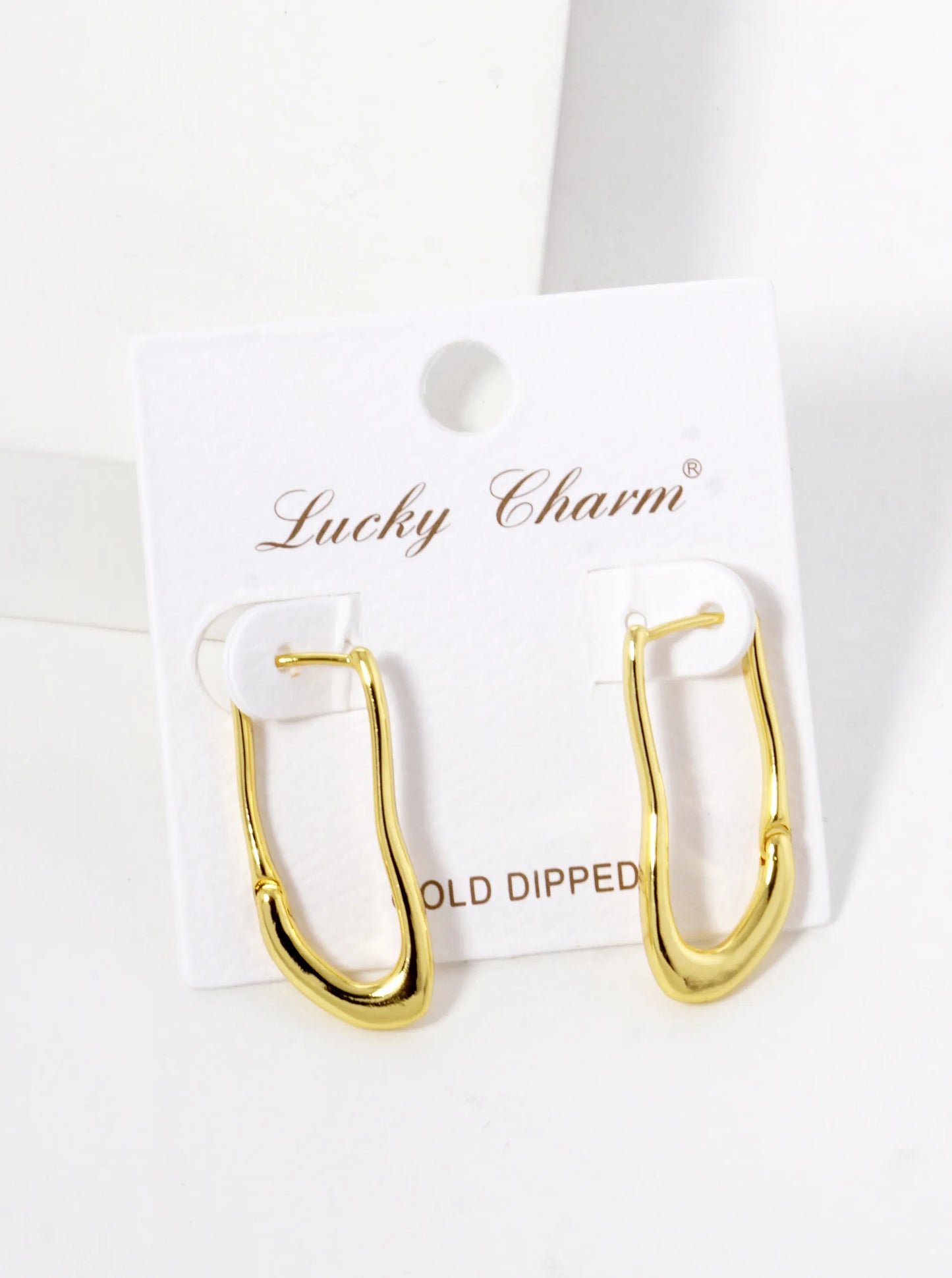 18k Gold Dipped Organic Shape 28mm Hoop Earrings