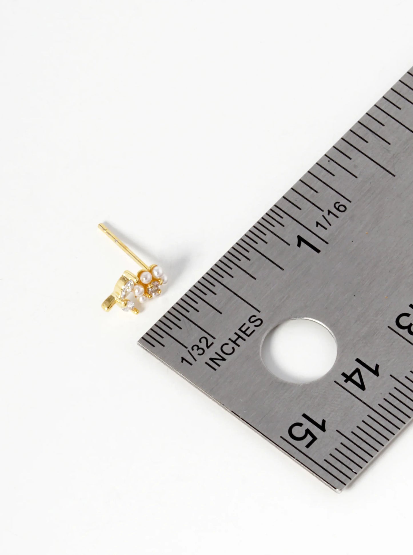 18k Gold Dipped Pearl And CZ Flower Stud Earrings