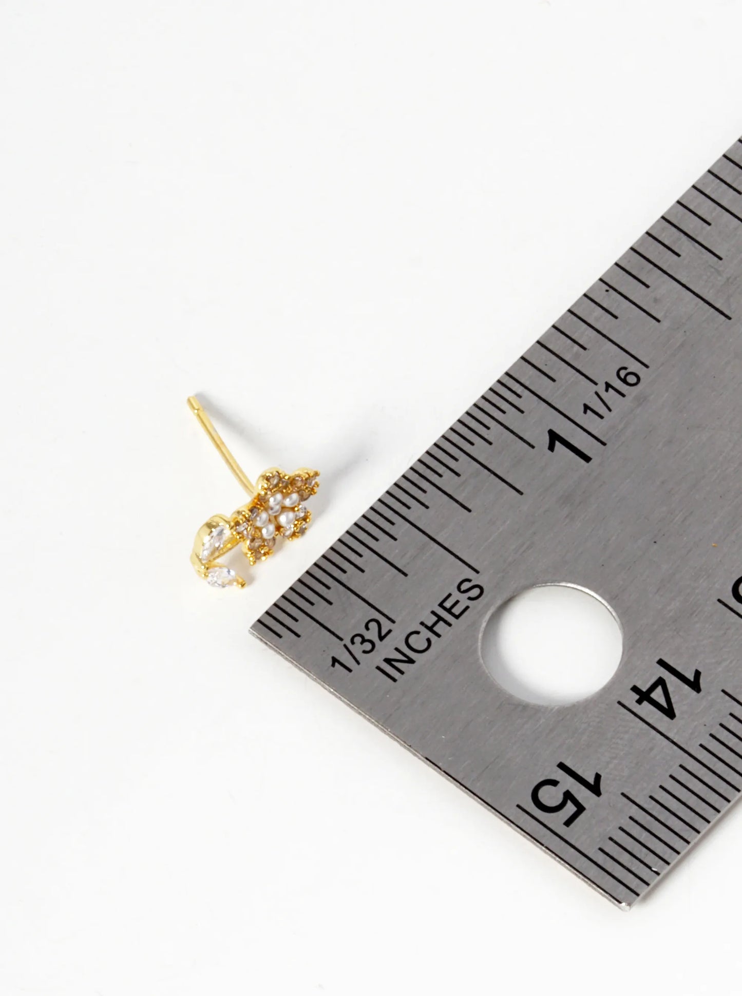 18k Gold Dipped Pearl And CZ Pave Flower Stud Earrings