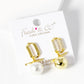 18k Gold Dipped Pearl And Metal Ball Drop CZ Pave Uneven Dangle Earrings