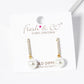 18k Gold Dipped Pearl Bead Drop CZ Pave Bar Dangle Earrings