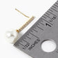 18k Gold Dipped Pearl Bead Drop CZ Pave Bar Dangle Earrings