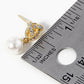 18k Gold Dipped Pearl Bead Drop CZ Pave Triangle Dangle Post Earrings