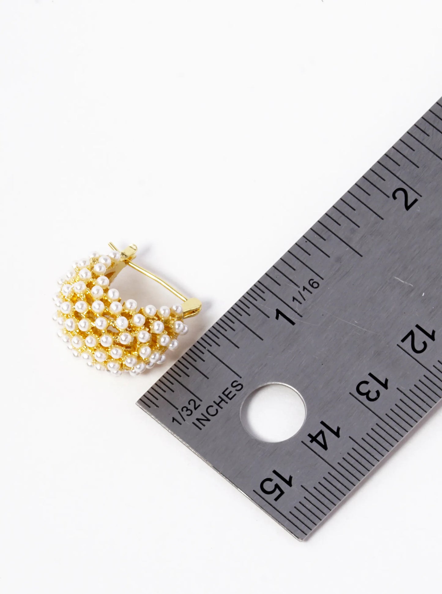 18k Gold Dipped Pearl Beaded 3D Latch Back Hoop Earrings