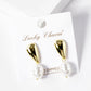 18k Gold Dipped Pearl Drop Dangle Earrings
