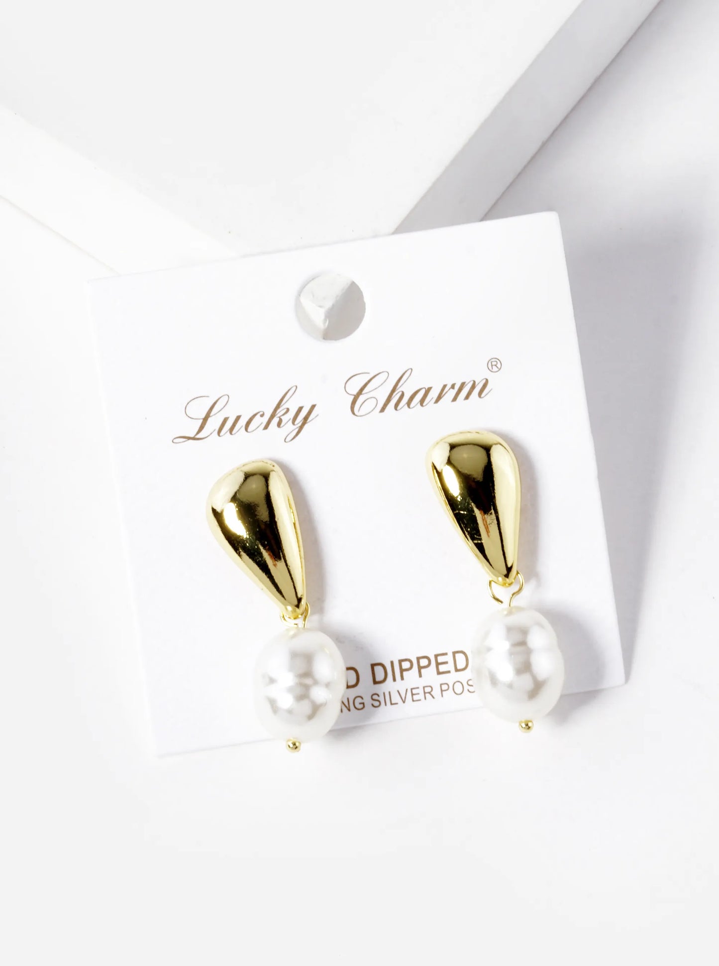 18k Gold Dipped Pearl Drop Dangle Earrings