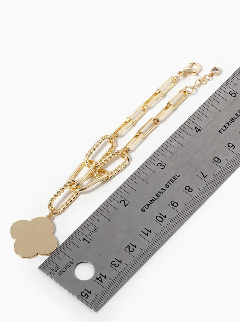 18k Gold Dipped Quatrefoil Charm Chain Bracelet
