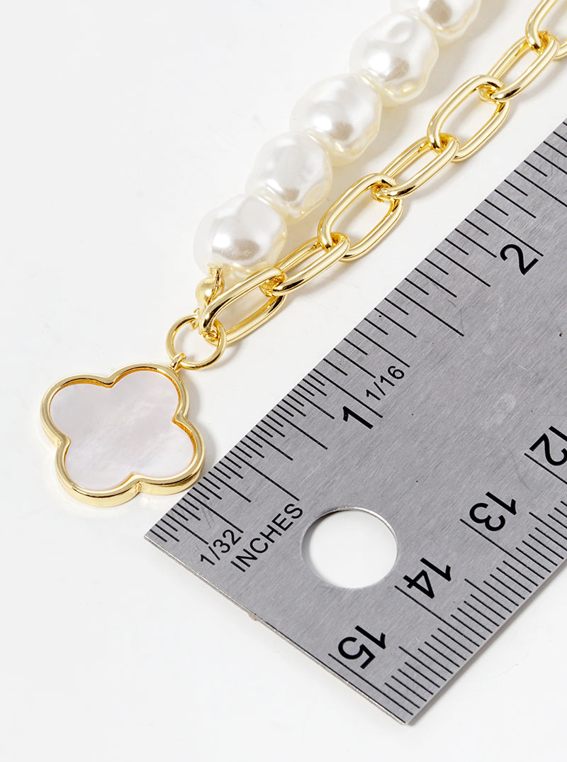 18k Gold Dipped Quatrefoil Half Chain Necklace