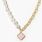 18k Gold Dipped Quatrefoil Half Chain Necklace