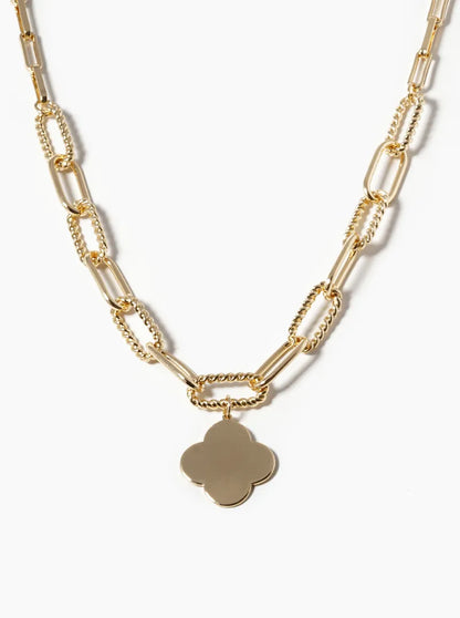 18k Gold Dipped Quatrefoil Pendant Chain Necklace