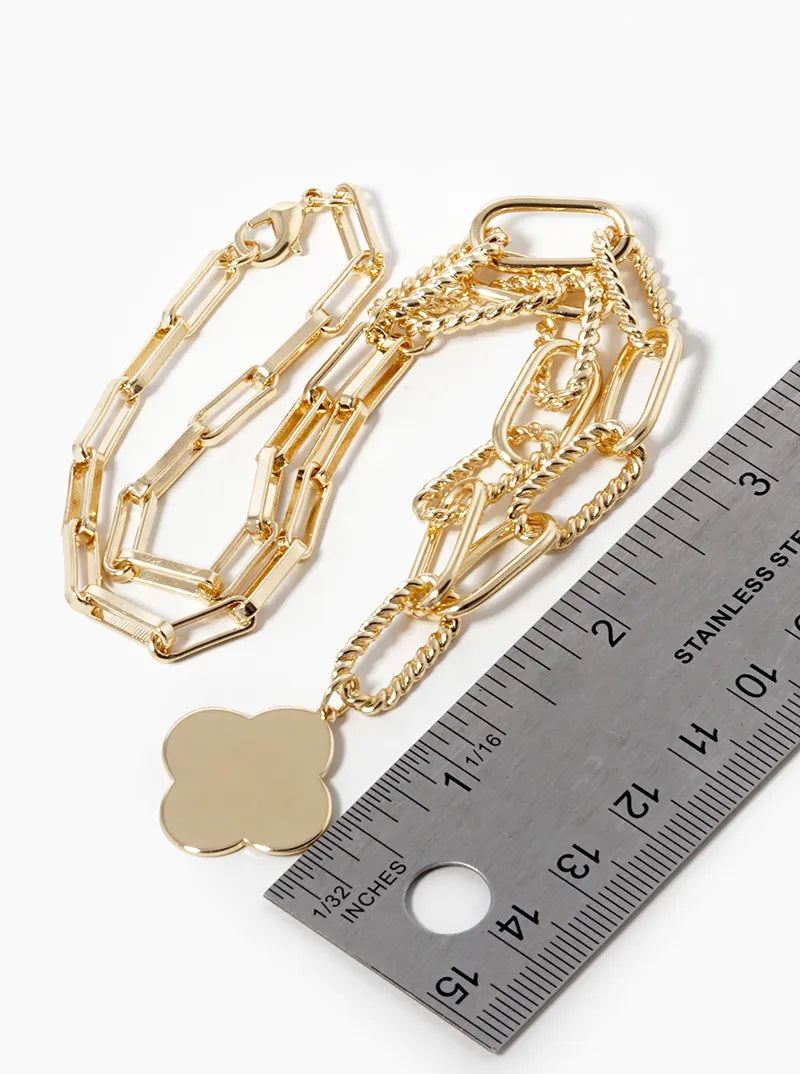 18k Gold Dipped Quatrefoil Pendant Chain Necklace