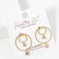 18k Gold Dipped Round CZ Drop Double Circle Post Earrings