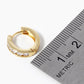 18k Gold Dipped Round CZ Pave 12mm Huggie Hoop Earrings