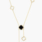 18k Gold Dipped Semi-Precious Quatrefoil Lariat Necklace