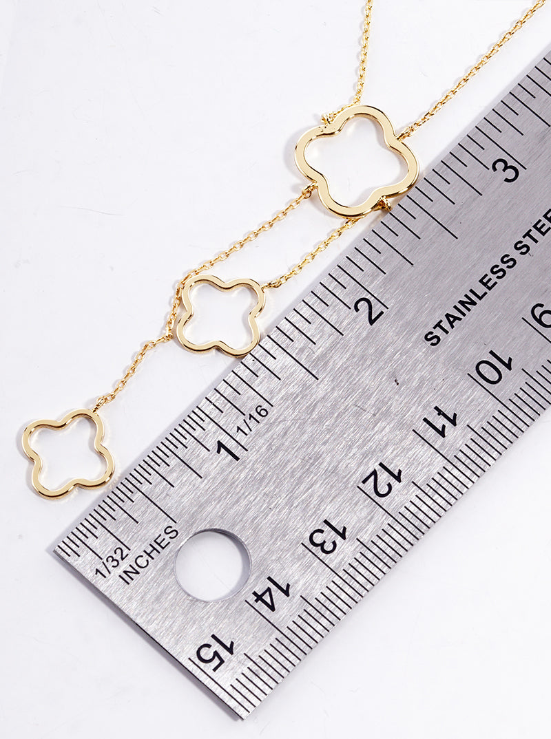 18k Gold Dipped Semi-Precious Quatrefoil Lariat Necklace